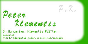 peter klementis business card